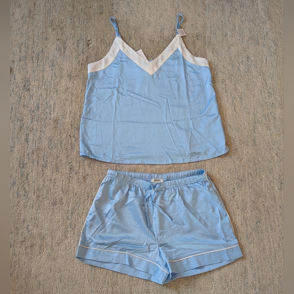 Jason Wu Satin Sleepwear in Blue and Cream Size S